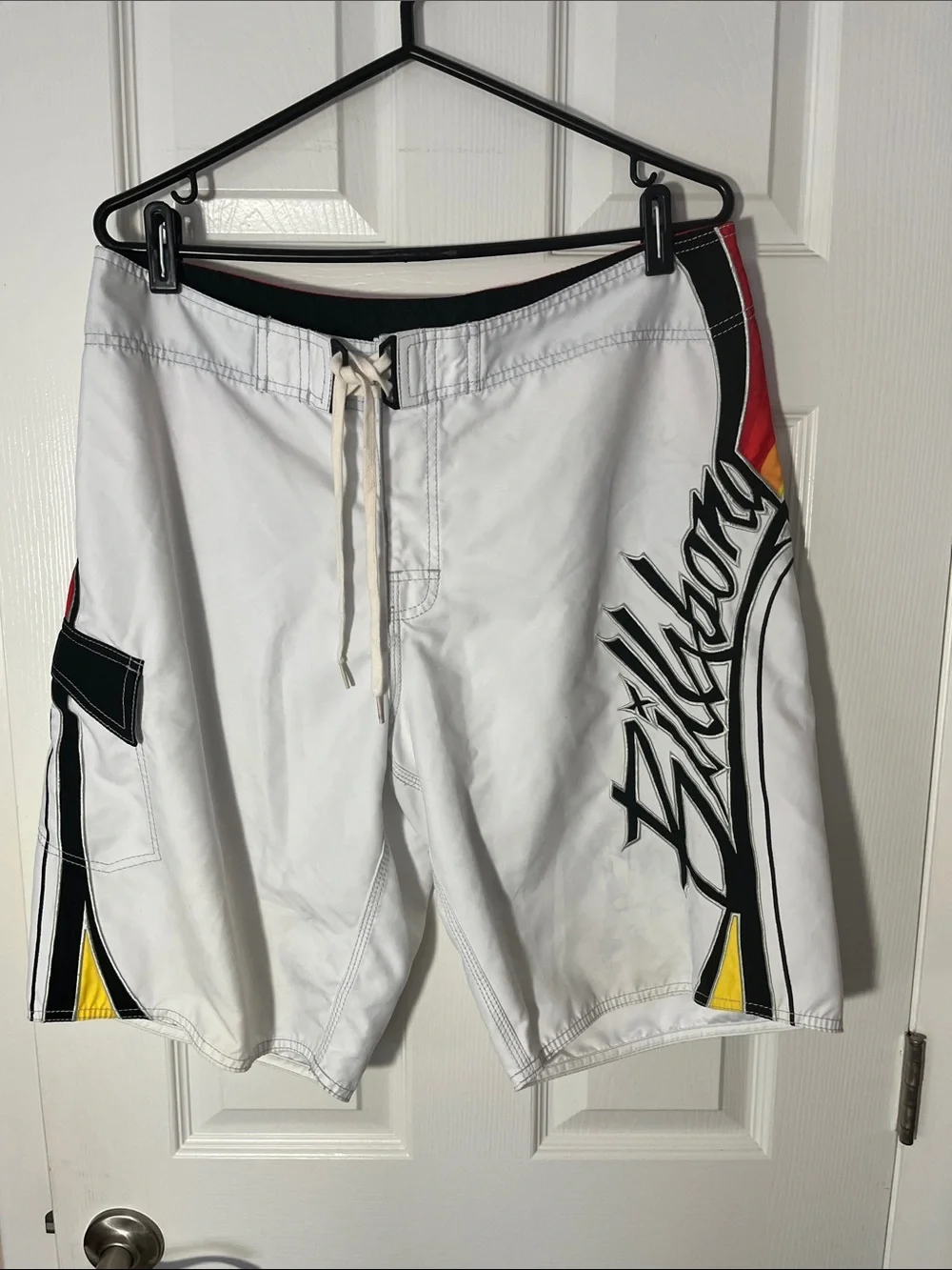 Billabong Y2K VTG  board shorts OCC retro rainbow sunset stripe embroidered 36